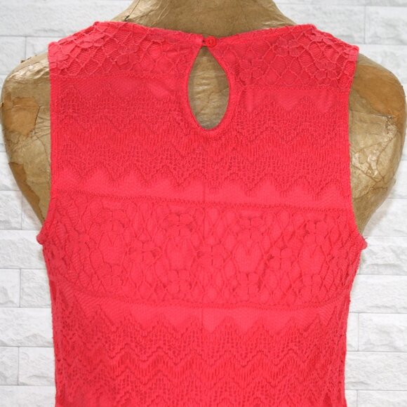 XHILARATION Dress Lace Sleeveless Sundress Pink Floral Sheer Mesh Midi Summer M - Picture 5 of 16